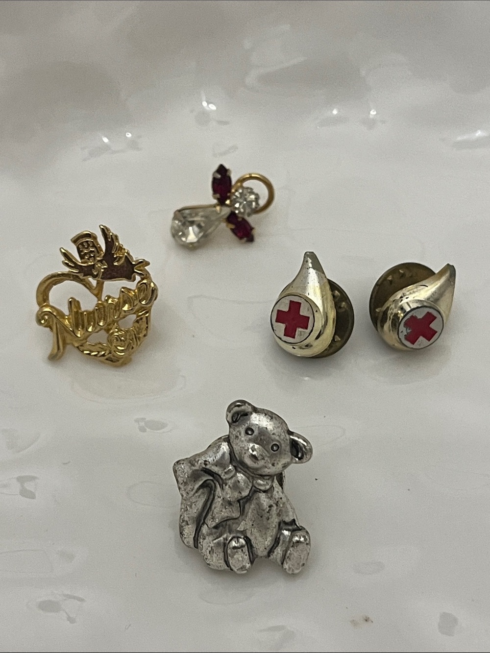Nurse Pin Set - Gold and Silver with Red Accents